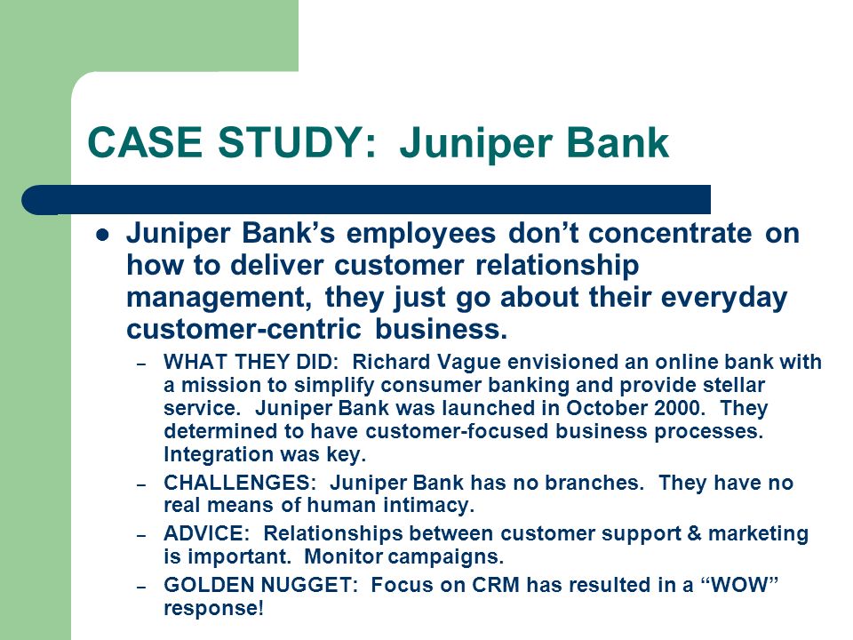 Customer relationship management case royal bank